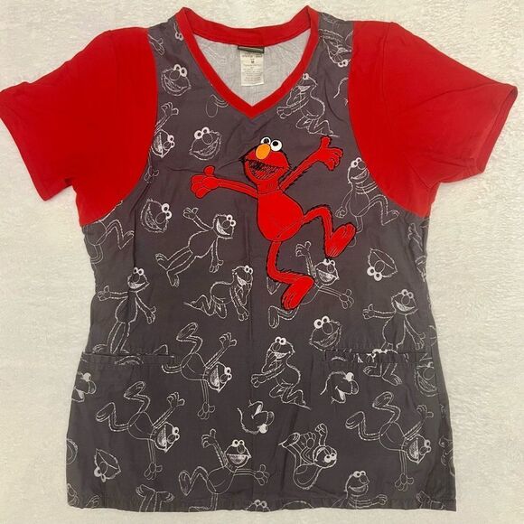 Vintage Sesame Street Red Elmo Scrub Top MEDIUM - Picture 3 of 11